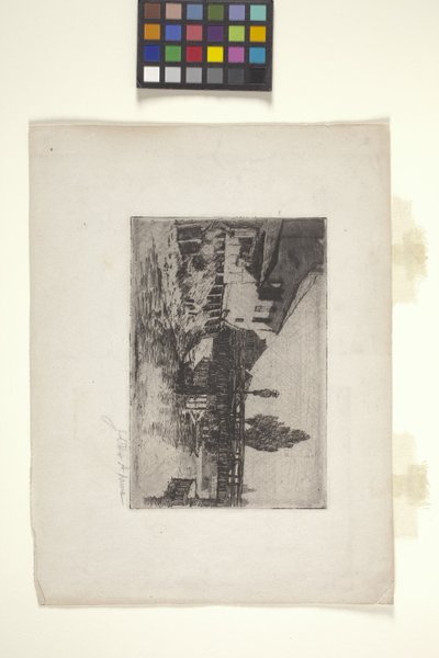 Granero bávaro y pajar (aguafuerte) de John Otis Adams
