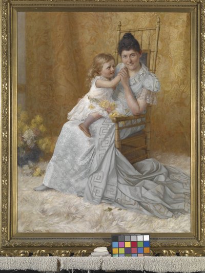 Retrato de Martha Wysor Marsh y su hijo, John Edwin (óleo sobre lienzo) de John Otis Adams