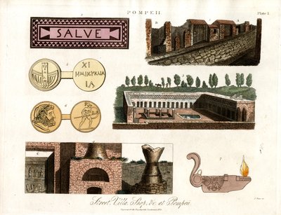 Objetos y edificios antiguos en Pompeya de John Pass