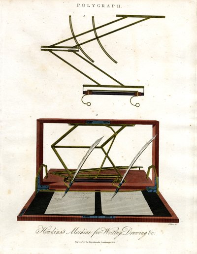Polígrafo - Máquina Hawkins para escribir dibujar c. de John Pass