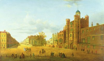 Vista del Palacio de St. James, mirando más allá de Down Pall Mall, principios del siglo XIX de John Paul
