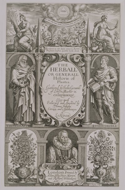 Portada de la segunda edición de The Herball por John Gerard, 1633 de John Payne