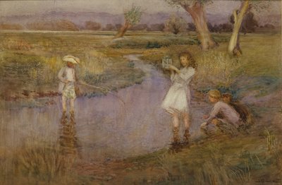 Pescando pececillos - Prados de la ciudad, Maidstone, Kent de John Pedder