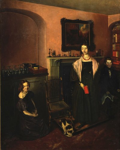 Junto al Fuego en el Hogar Familiar con tres miembros de la Familia, 1830-35 de John Petherick