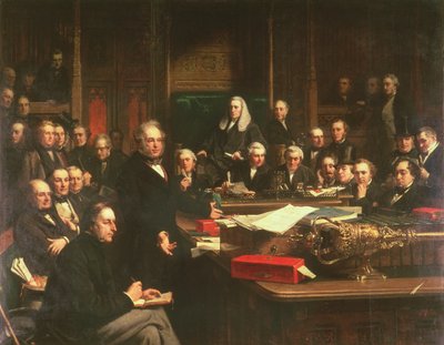 Lord Palmerston dirigiéndose a la Cámara de los Comunes durante los debates sobre el Tratado de Francia en febrero de 1860, 1863 de John Phillip