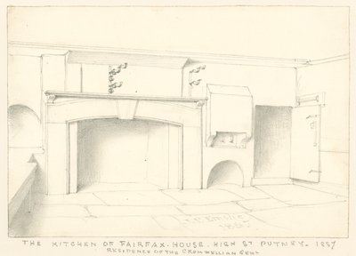 La cocina en Fairfax House, High Street, Putney, 1887; residencia del caballero Cromwelliano de John Phillipp Emslie