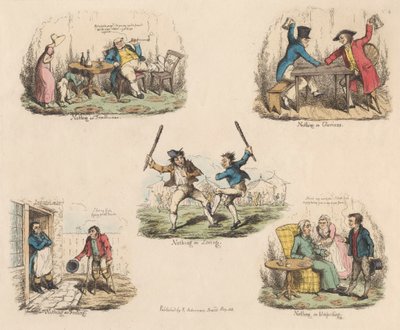 Juego de cuatro: Mucho ruido y pocas nueces o Ilustraciones de refranes antiguos de John Phillips