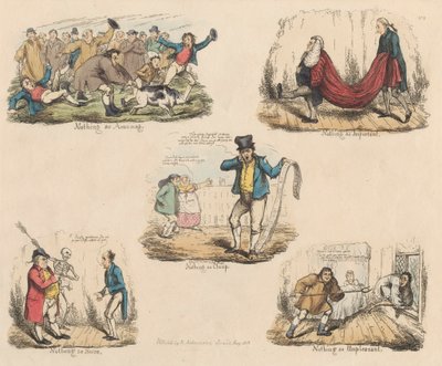 Juego de cuatro: Mucho ruido y pocas nueces o Ilustraciones de refranes antiguos de John Phillips