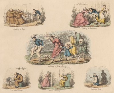 Juego de cuatro: Mucho ruido y pocas nueces o Ilustraciones de refranes de John Phillips