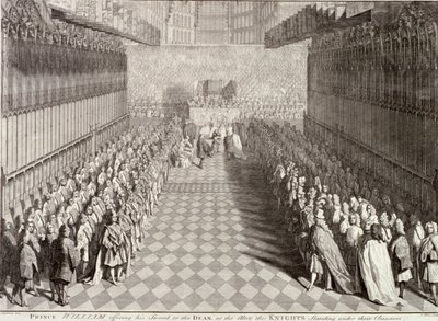 Coronación de Guillermo III en la Abadía de Westminster, Londres, 1689, c. 1689 de John Pine
