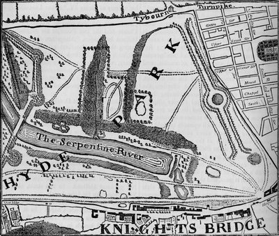 Mapa de Hyde Park, Londres, 1748 1878 de John Pine