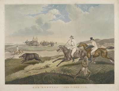 Caza de jabalíes: El cerdo cansado, grabado por S.W. Fores (1785-1825) c.1840 de John Platt
