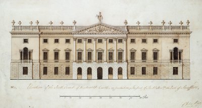 Castillo de Wentworth, diseño para la fachada sur, c.1760 de John Platt