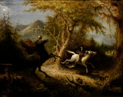 El jinete sin cabeza persiguiendo a Ichabod Crane de John Quidor