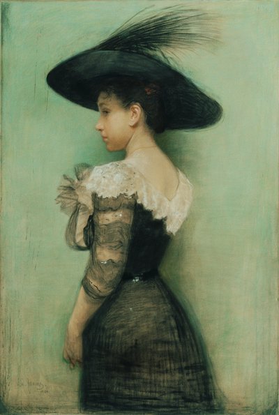 Dama con vestido negro y sombrero (Alice Hauser) de John Quincy Adams