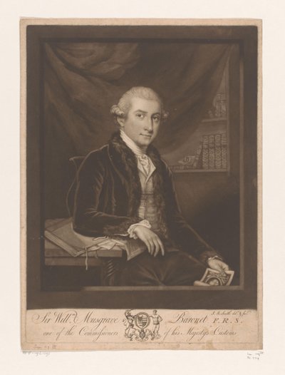 Portret de William Musgrave Señor Willm. Musgrave Baronet F.R.S. uno de los Comisionados de la Aduana de Su Majestad (título sobre el objeto) de John Raphael Smith