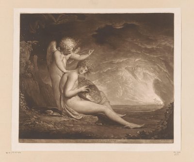 Invención de la lira por Mercurio Mercurio inventando la lira (título sobre el objeto) de John Raphael Smith