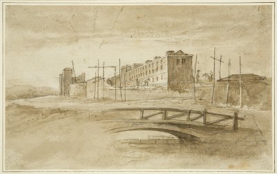 Nueva Cárcel en construcción, vista desde el Puente de Harford, c.1820 de John Reverend Eden