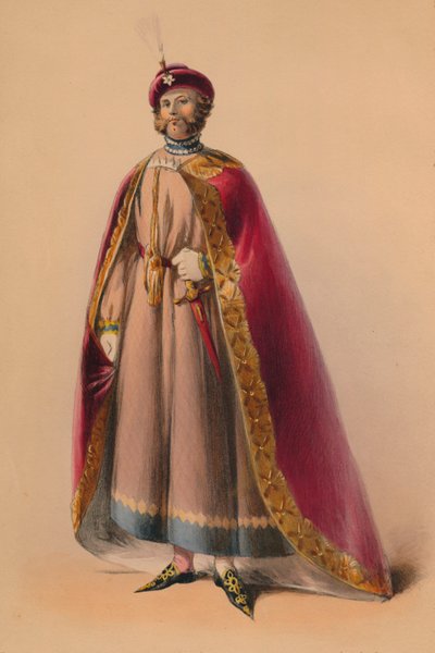 Invitado con disfraz para el Bal Costumé de la Reina Victoria, 12 de mayo de 1842, 1843 de John Richard Coke Smyth
