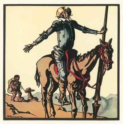 Rimas de Kensington: Don Quijote (litografía en color) de John Robert (after) Monsell