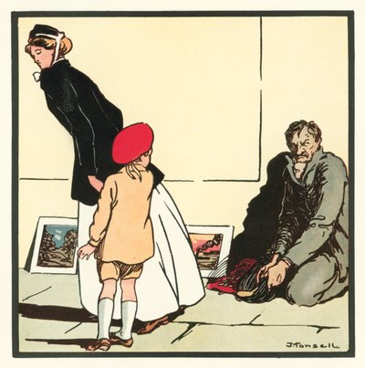 Rimas de Kensington: The Pavement Artist (litografía en color) de John Robert (after) Monsell