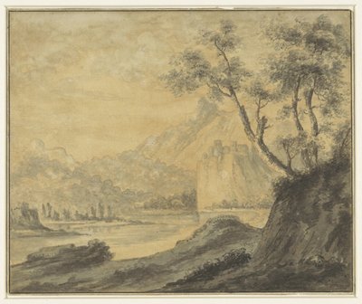 Paisaje fluvial con rocas de John Robert Cozens (manner of)