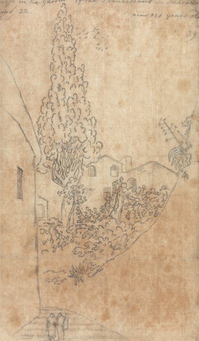 Ciprés en el jardín de los franciscanos de Salerno de John Robert Cozens