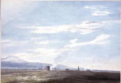 Restos sepulcrales en la Campagna cerca de Roma, c.1783 (acuarela sobre lápiz sobre papel) de John Robert Cozens