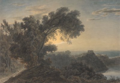 El lago de Albano y el castillo de Gandolfo de John Robert Cozens
