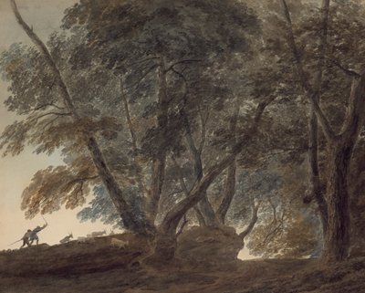 El cabrero: Vista de la Galleria di Sopra sobre el lago de Albano de John Robert Cozens
