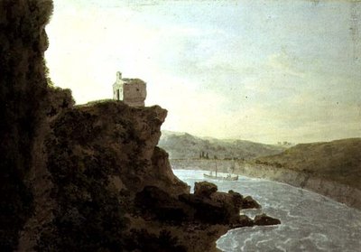 Vista del Tíber cerca de Ponte Molle, a tres millas de Roma de John Robert Cozens