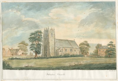 Iglesia de Adbaston: dibujo a pluma y lavado, 1836 de John Robert Fernyhough