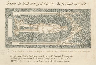 Monumentos de Audley - "Thomas de Audley": dibujo a pluma y lavado, nd [?siglo XIX] de John Robert Fernyhough