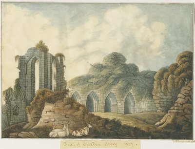 Croxden Abbey: acuarela de John Robert Fernyhough