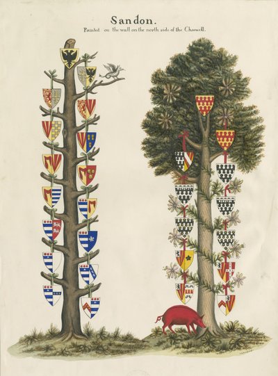 Iglesia de Sandon - Pintura mural: pintura en acuarela, s.f. [siglo XIX] de John Robert Fernyhough