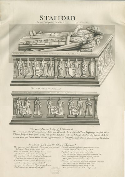 Stafford - Monumento Aston en la Iglesia de Santa María: dibujo en sepia, nd [siglo XIX] de John Robert Fernyhough