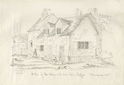 Stafford - Vieja cabaña en Back Walls: dibujo a pluma y tinta, 1836 de John Robert Fernyhough