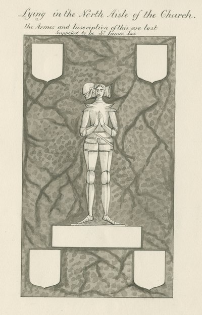 Figura de piedra y latón [Sir James Lee]: dibujo a pluma y lavado, nd [siglo XIX] de John Robert Fernyhough