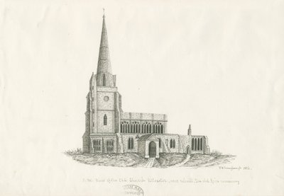 Iglesia de Uttoxeter [Antigua]: dibujo a pluma y tinta, 1836 de John Robert Fernyhough