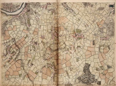 Mapa de Vauxhall, Clapham, Peckham y Dulwich de John Rocque