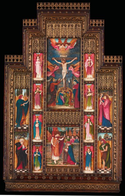 Diseño para el retablo en la Iglesia de la Santísima Trinidad, Florencia, en marco de estilo gótico por Bernini de Florencia de John Roddam Spencer Stanhope