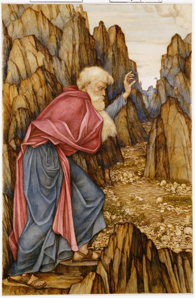 La Visión de Ezequiel: el Valle de los Huesos Secos de John Roddam Spencer Stanhope