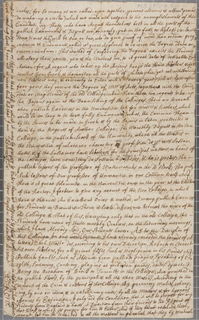 Carta de John Row, un estudiante en St Andrews, a su tío, 1691 de John Row