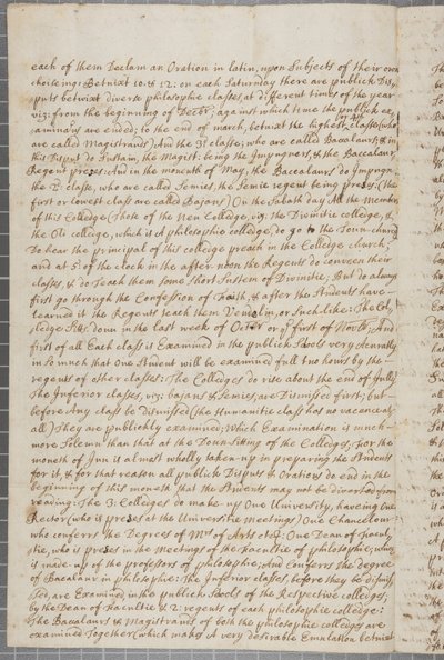 Carta de John Row, un estudiante en St Andrews, a su tío, 1691 de John Row