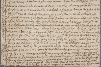 Una carta de John Row, un estudiante en St Andrews, a su tío, 1691 de John Row