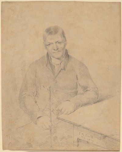 Hombre sentado en una mesa de John Rubens Smith