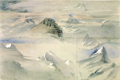 Picos alpinos: Jungfrau y otros, 1846 de John Ruskin