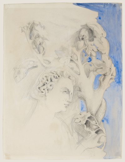 Fachada del Palacio Ducal, Venecia - Cabeza de Adán, c.1845 (acuarela y lápiz sobre papel) de John Ruskin