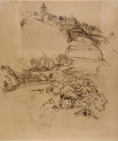 Friburgo, Suiza: Boceto a pluma, julio o agosto - septiembre 1856 de John Ruskin