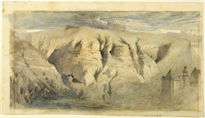Mont Saleve, c.1840 (acuarela sobre grafito sobre papel de estraza crema, colocado sobre papel de estraza crema) de John Ruskin